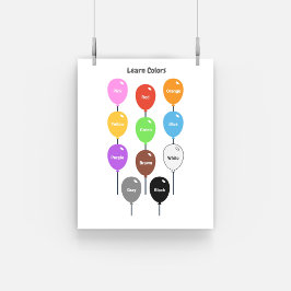 Att lära sig Färg med ballonger Poster