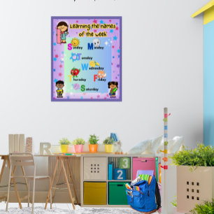 Att lära sig veckans dagar - färgstarka poster