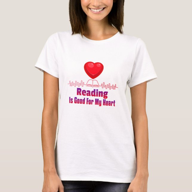 Att läsa är bra för mitt hjärta  t shirt (Framsida)