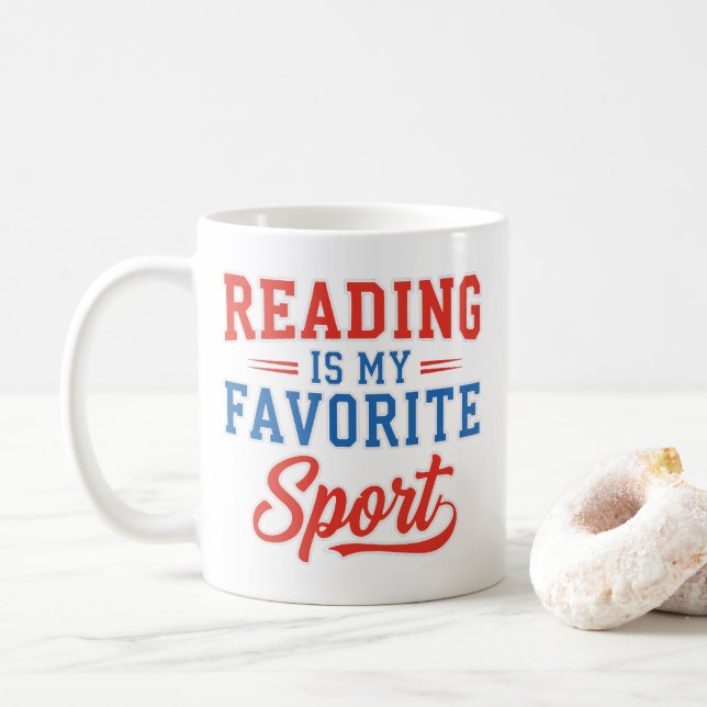 Att läsa är min favoritsport kaffemugg (Med munk)