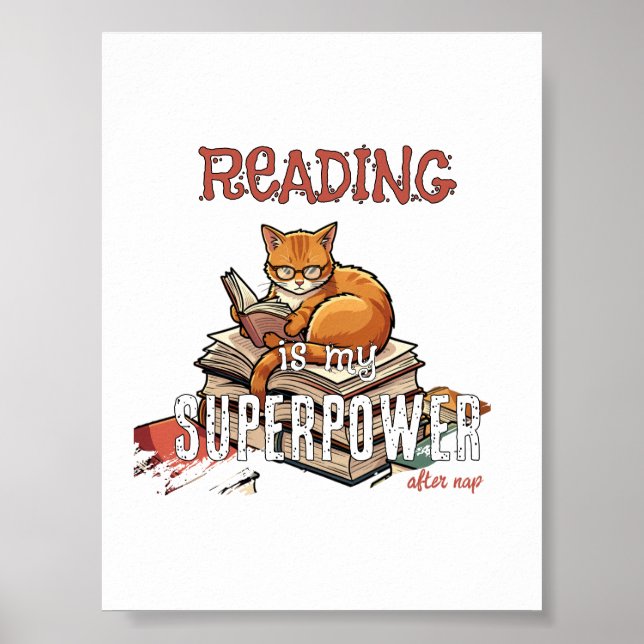 Att Läsa Är Min Superkraft Kattälskarepresent Poster (Framsidan)