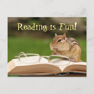 Att läsa är Roligt! Chipmunk-vykort Vykort