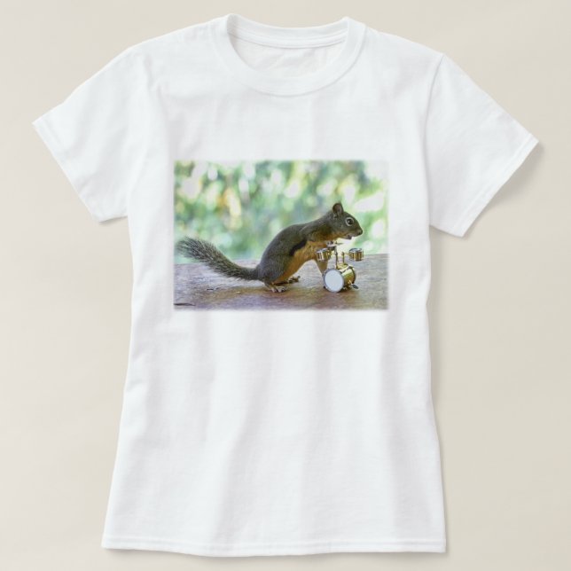 Att leka för ekorre trummar t-shirt (Design framsida)