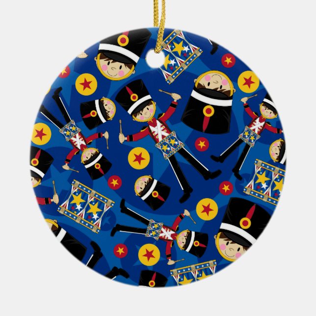 Att leka för nötknäpparesoldat trummar prydnaden julgransprydnad keramik (Framsidan)