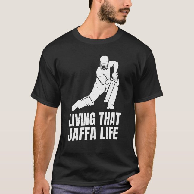 Att leva där Jaffa livsoffert för en kricketer T Shirt (Framsida)