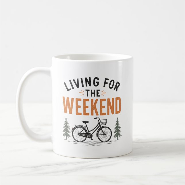 Att leva för helgens cykeläventyr utomhus kaffemugg (Vänster)