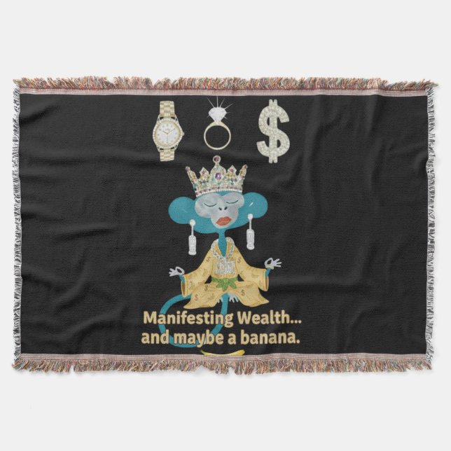 Att manifestera rikedom Apmonkey zen konst  Filt (Framsidan)
