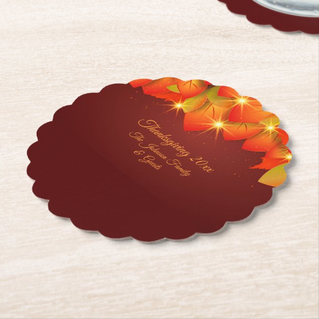Att matcha Thanksgivingen Orange Löv Namn år Pappe Underlägg Papper (Vinklad)