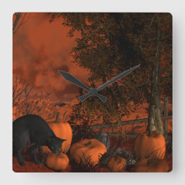 Att närma sig Halloween Fyrkantig Klocka