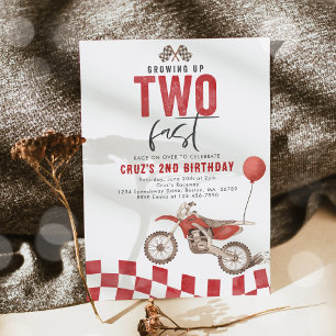Att odla två Fast Red Dirt Bike Boy Birthday Inbjudningar