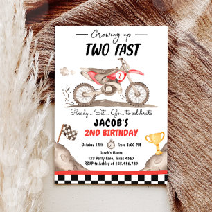 Att odla två snabba Dirt Bike Biking Boy Birthday Inbjudningar