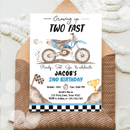 Att odla två snabba Dirt Bike Biking Boy Birthday Inbjudningar