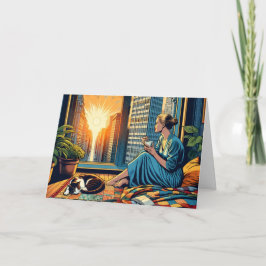 Att önska dig en fredlig dag | Kaffe med kvinna Kort