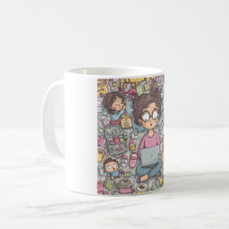 Att överleva kaoset: En humoristisk illustration Kaffemugg