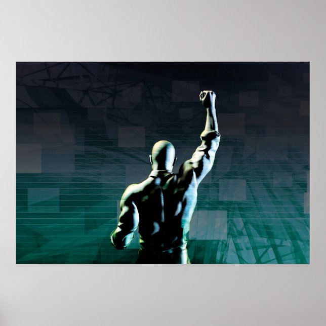 Att övervinna hinder med att människan uppnår fram poster (Framsidan)