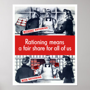 Att ransonera betyder en mässaaktie för allihop poster