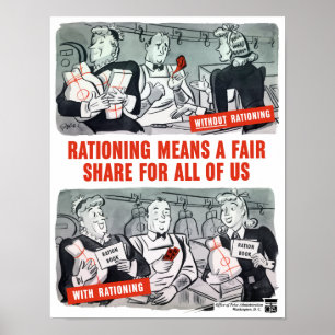 Att ransonera betyder en mässaaktie för allihop poster