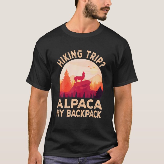 Att Resa Alpaca min ryggsäck bergsförstoring T Shirt (Framsida)