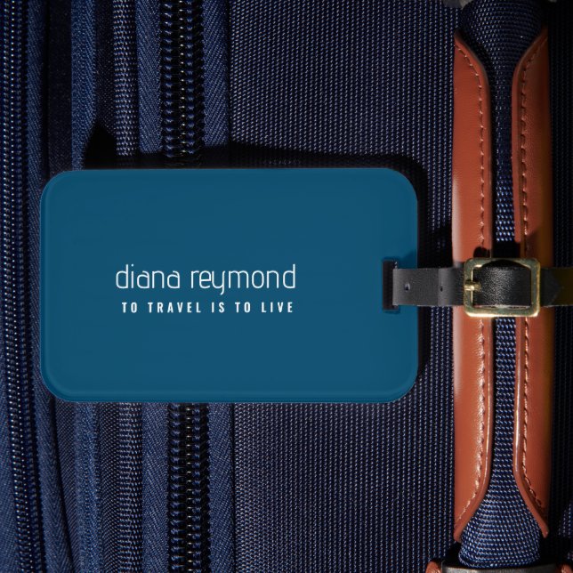 "Att resa är att leva" är en enkel minimalist Bagagebricka (Framsida Insitu 4)