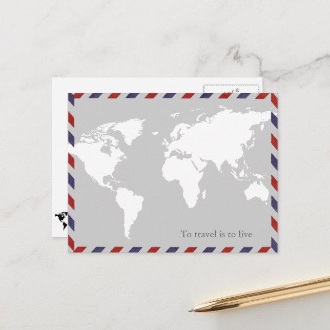 att resa ska vara att leva . vykort (Fram/Back In Situ)