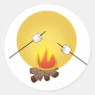 Att rosta Marshmallows över lägereld Runt Klistermärke