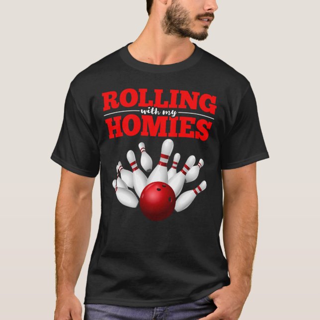 Att rulla med mina hjärnorna Bowling Stift Bowling T Shirt (Framsida)