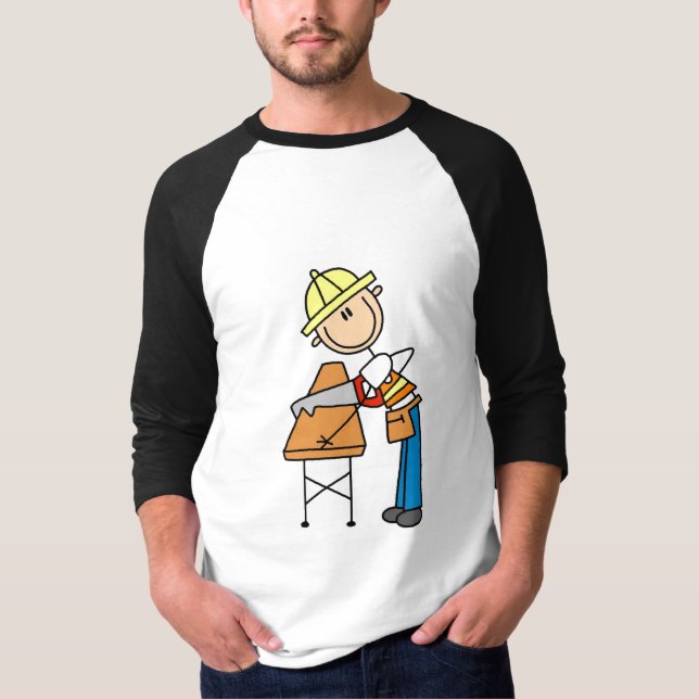 Att såga för byggnadsarbetare stiger ombord tee (Framsida)