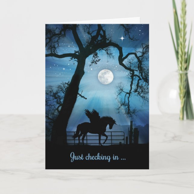 Att säga Hej Pegasus Unicorn Fantasy Card Kort (Framsida)