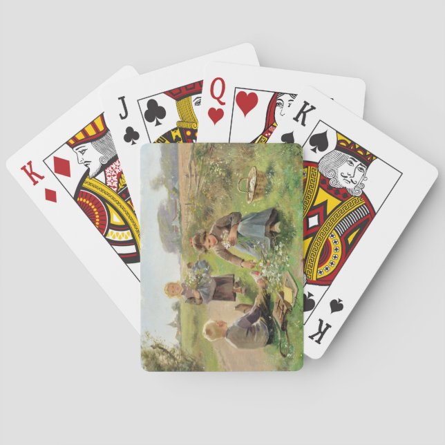 Att samla blommar (olja på kanfas) spel kort (Baksidan)