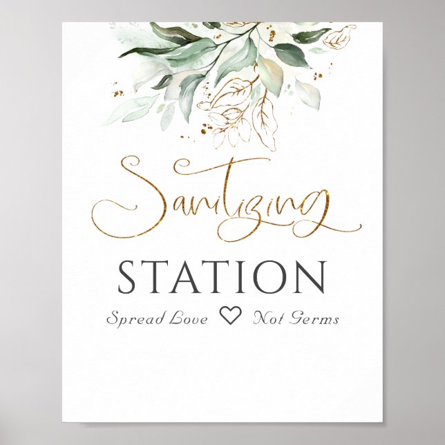 Att sanera Station Sign Greenery Eucalyptus Lövs Poster (Framsidan)
