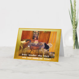 Att sätta tårtan i brand! — Katt födelsedagskort Helgkort