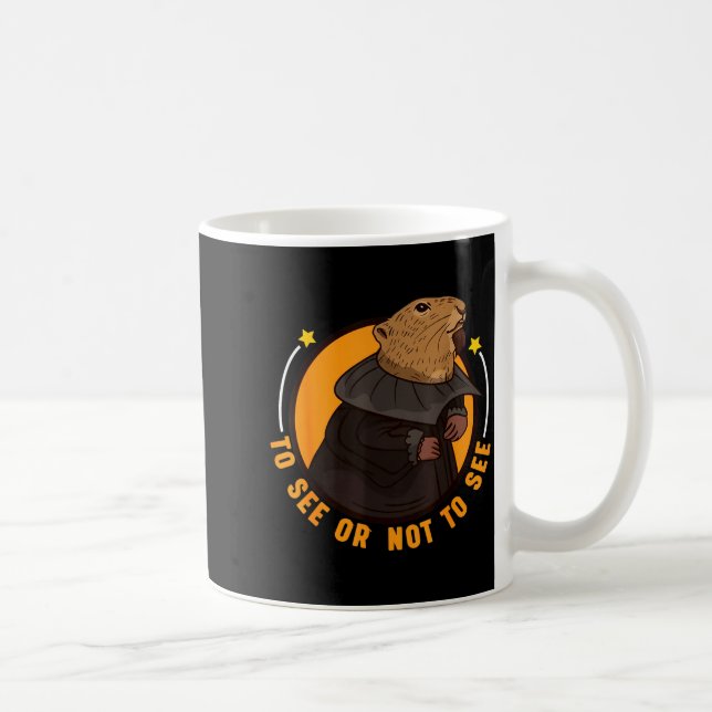 Att Se Eller Inte Se Rolig Woodchuck Groundhog Day Kaffemugg (Höger)