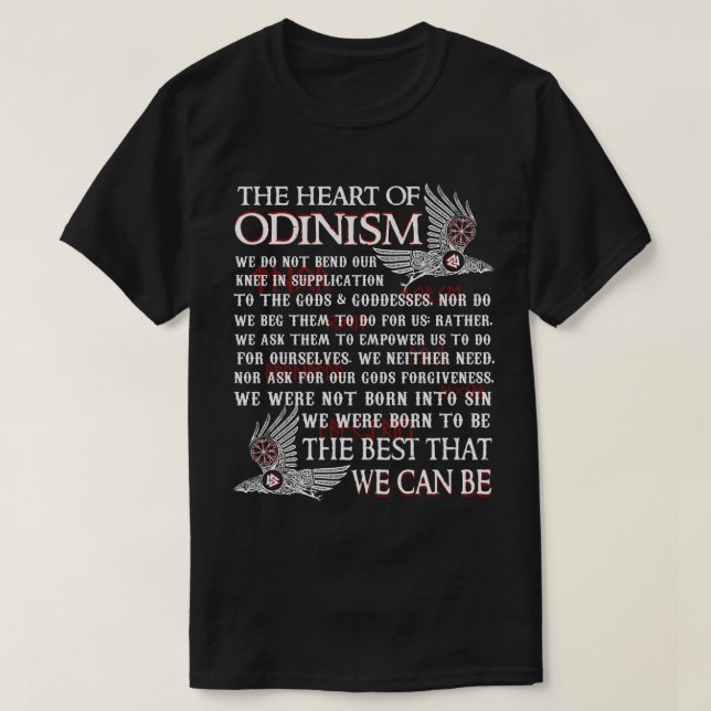 Att se hjärtat på Odinism Raven T Shirt (Design framsida)