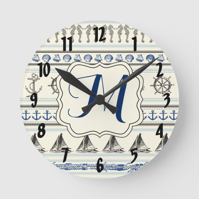 Att segla ankrar den Nautica monogramen som den Rund Klocka (Framsida)