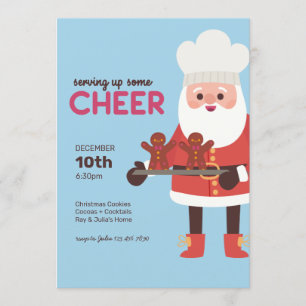 Att servera lite Cheer Santa Baking Gingertea Inbjudningar