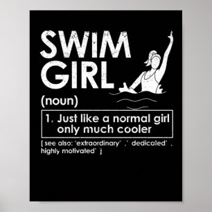 Att simma flickdefinition lustig simning poster