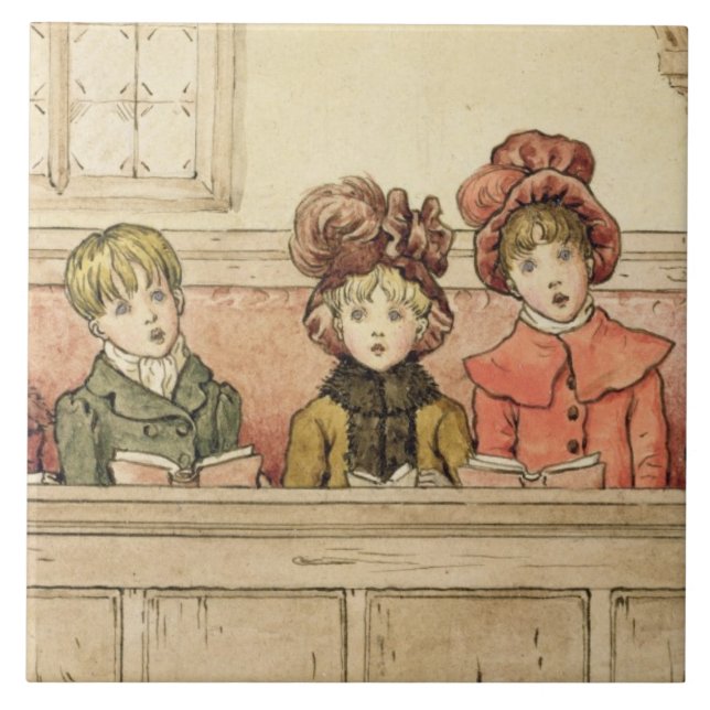 Att sjunga i kyrka (w/c på papper) kakelplatta (Framsidan)