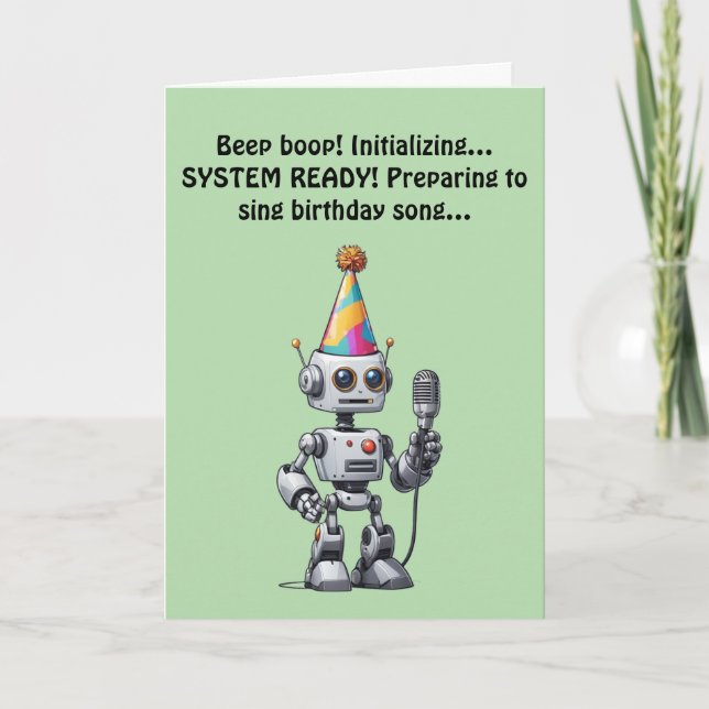 Att sjunga Robot Birthday-fel! Inbjudan (Framsida)