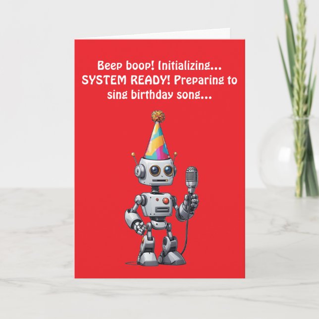 Att sjunga Robot Birthday-fel! Inbjudan (Framsida)