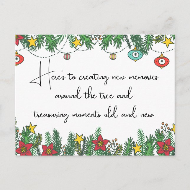 Att skapa minnen runt julgranen vykort (Framsida)
