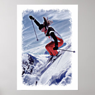 Att skida besegrar berg i rött poster