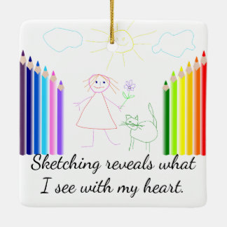 Att skissa är min hobby julgransprydnad keramik