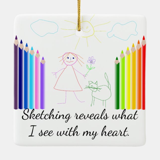 Att skissa är min hobby julgransprydnad keramik (Baksida)