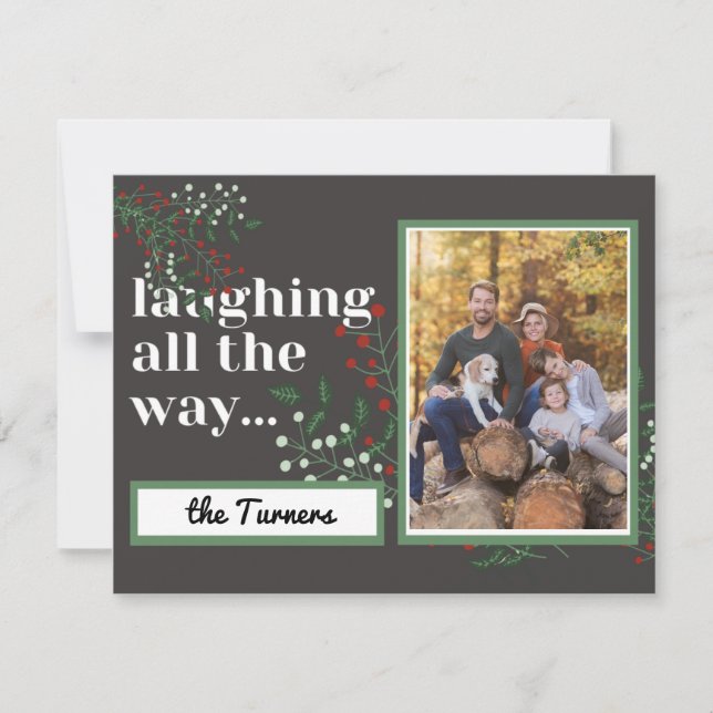 Att skratta hela vägen fotojulklapp (Framsida)