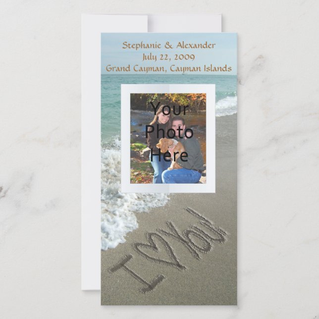 Att skriva i sanden på stranden, jag älskar dig meddelande (Framsida)