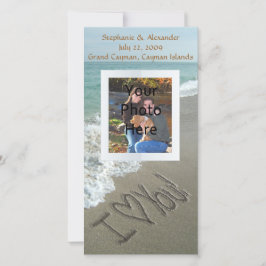 Att skriva i sanden på stranden, jag älskar dig meddelande