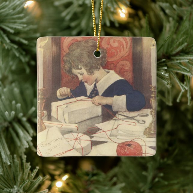 Att slå in julpresenter, Jessie Willcox Smith Julgransprydnad Keramik (Träd)