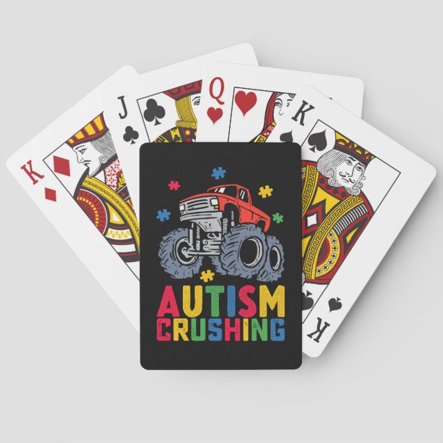 Att slå till mot Autism Monster Lastbil Awareness  Casinokort (Baksidan)