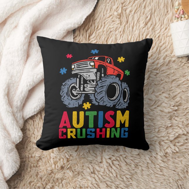 Att slå till mot Autism Monster Lastbil Awareness  Kudde (Filt)