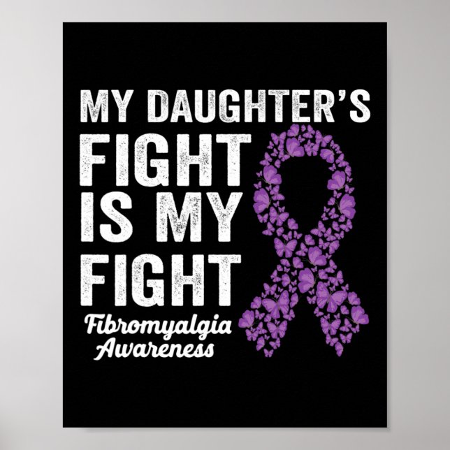 Att slåss mot döttrar är min Lila Fibromyalgia Aw Poster (Framsidan)